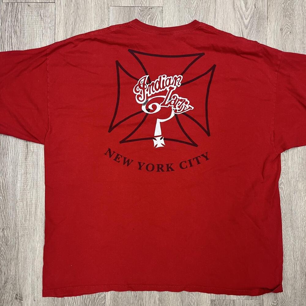 Indian Larry Red Tee 'Indian Larry' and 'NEW YORK CITY'